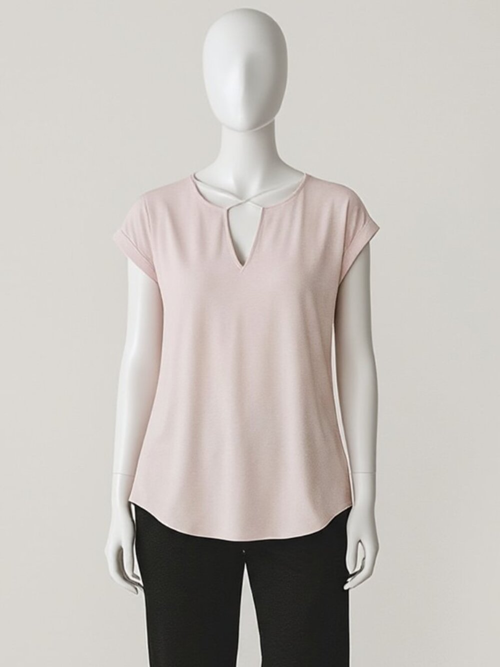 EXPRESS Pale Pink Blush Criss Cross Bust Top Blouse Shirt M